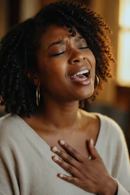 Close-Up Portrait of Woman Singing