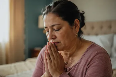 Close-Up Portrait of Woman Praying