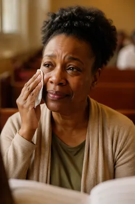 Emotional Woman Wiping Tears Indoors