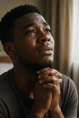 Emotional Young Man by Bedroom Window