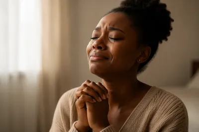 Tearful Young Woman in Quiet Reflection