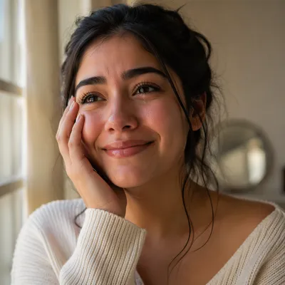 Young Woman Smiling With Happy Tears