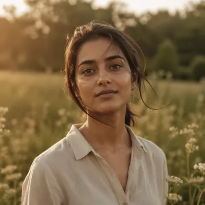 Serene Young Woman in Meadow Portrait