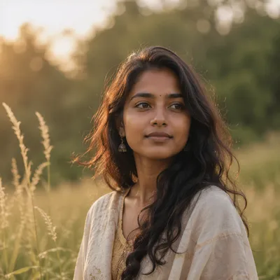 Serene Young Woman in Golden Meadow