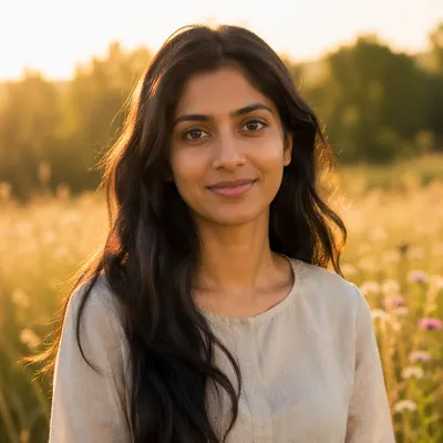 Serene Young Woman in Meadow Portrait