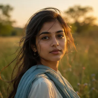 Serene Young Woman in Golden Meadow