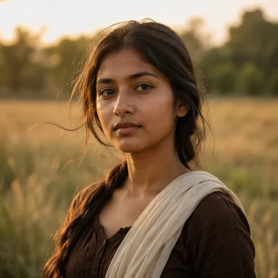 Serene Young Woman in Golden Meadow