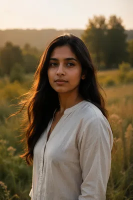 Serene Young Woman in Meadow Portrait
