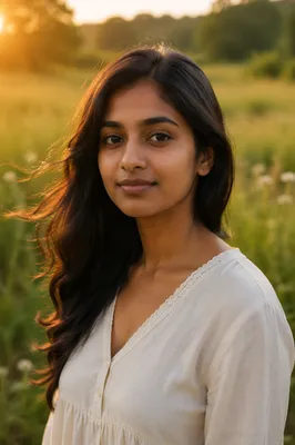 Serene Young Woman in Meadow Portrait