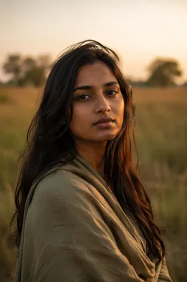 Serene Young Woman in Golden Meadow