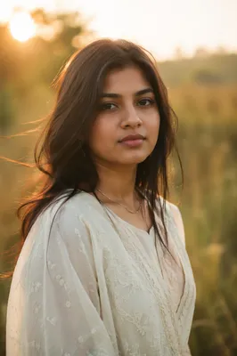 Serene Young Woman in Golden Meadow