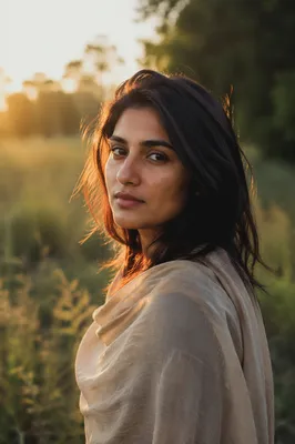 Serene Young Woman in Meadow Portrait