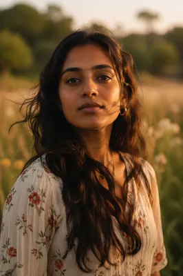 Serene Young Woman in Golden Meadow