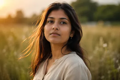 Serene Young Woman in Golden Meadow