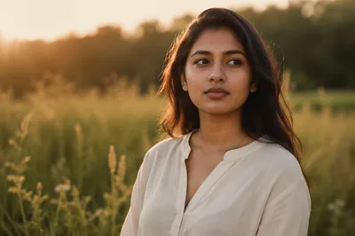 Serene Young Woman in Meadow Portrait