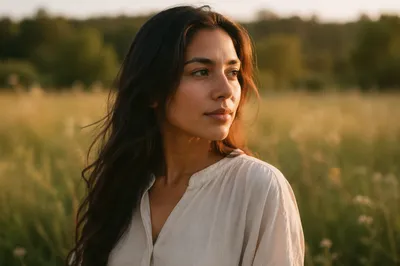 Serene Young Woman in Meadow Portrait