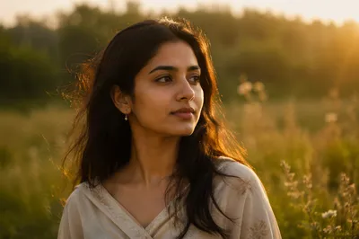 Serene Young Woman in Meadow Portrait