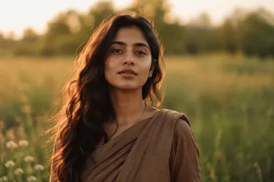 Serene Young Woman in Meadow Portrait