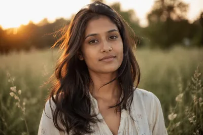 Serene Young Woman in Meadow Portrait