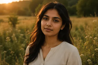 Serene Young Woman in Meadow Portrait