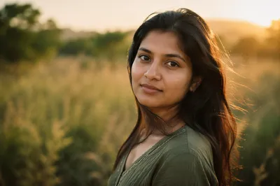 Serene Young Woman in Meadow Portrait