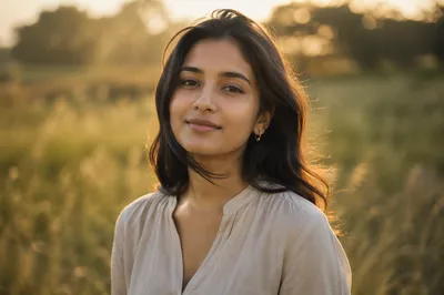 Serene Young Woman in Meadow Portrait