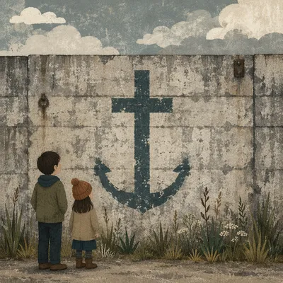 Weathered Anchor Cross Hope Mural