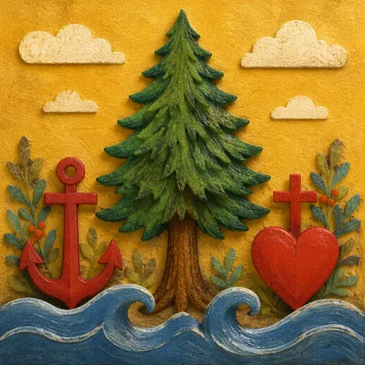Evergreen Anchor Cross Hope Symbol