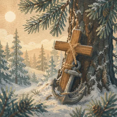 Evergreen Anchor Cross Hope Symbol