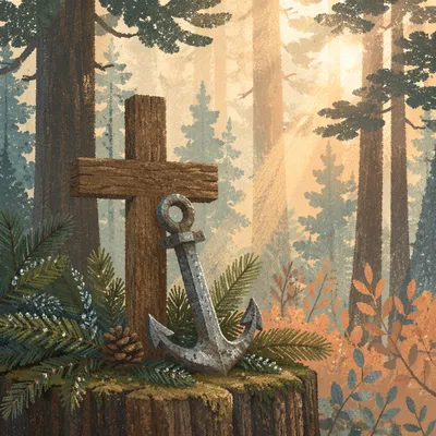 Evergreen Anchor and Cross Hope Symbol