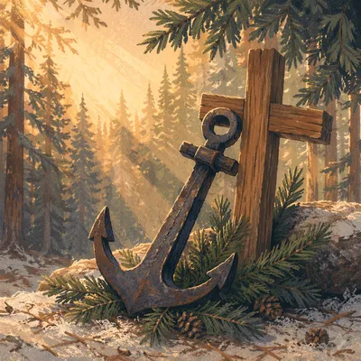 Evergreen Anchor and Cross Hope Symbol