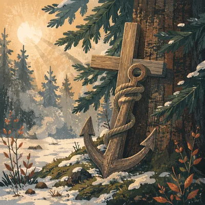 Evergreen Anchor Cross of Winter Hope