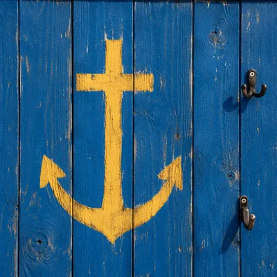 Rustic Anchor Cross Hope on Blue Wood