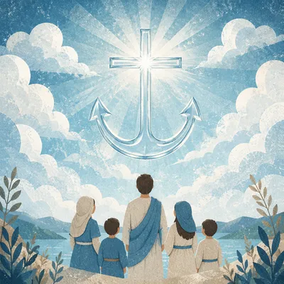 Anchor Cross Hope in Heavenly Clouds