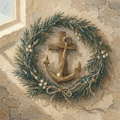 Evergreen Anchor Cross Hope Symbol