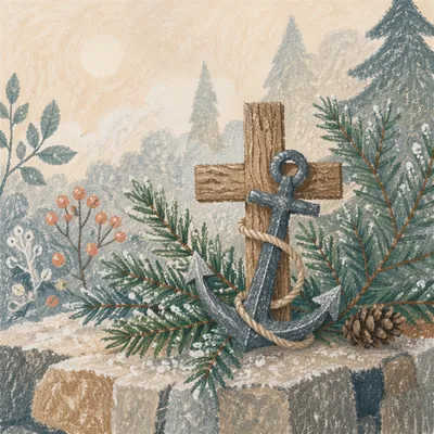 Anchor and Cross Hope in Evergreens