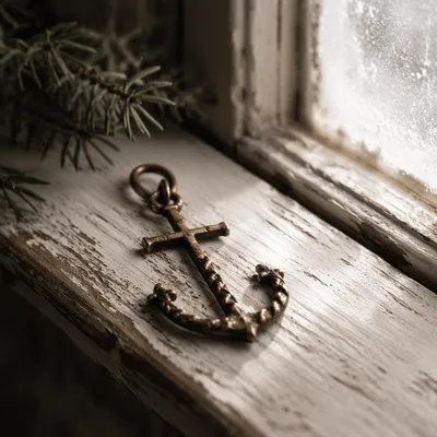 Anchor Cross Charm by Evergreen Window