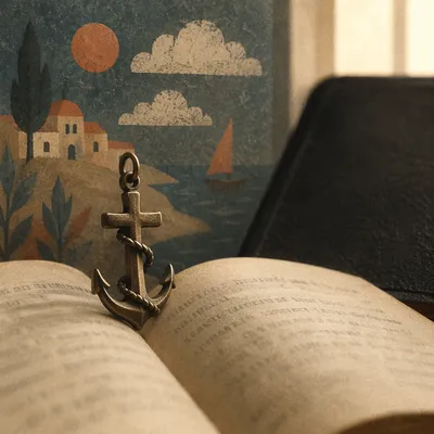 Antique Anchor Cross on Open Book