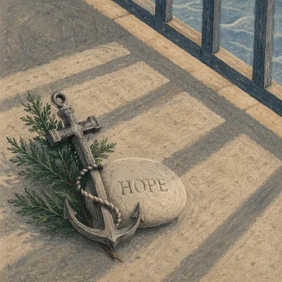 Anchor Cross Hope on Sunlit Stone