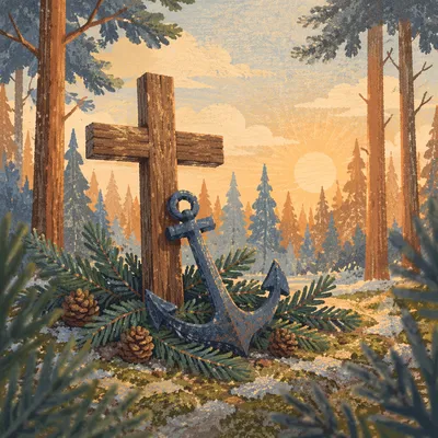 Evergreen Anchor and Cross Hope Symbol