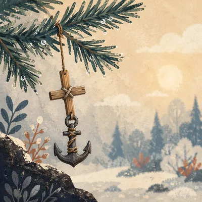 Evergreen Anchor Cross Hope Symbol