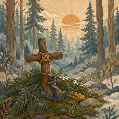Evergreen Anchor Cross Hope Symbol
