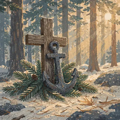 Evergreen Anchor and Cross Hope Symbol