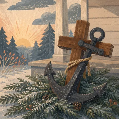 Evergreen Anchor and Cross of Hope