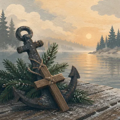 Anchor and Cross Hope at Misty Dawn