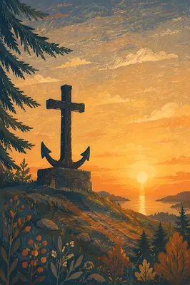 Evergreen Anchor Cross Hope Silhouette