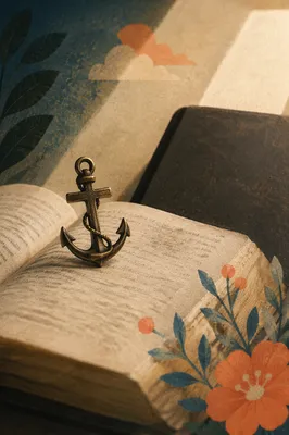 Antique Anchor Cross on Open Book