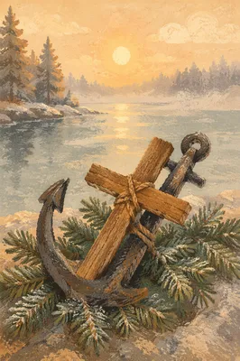 Anchor and Cross on Evergreen Dawn