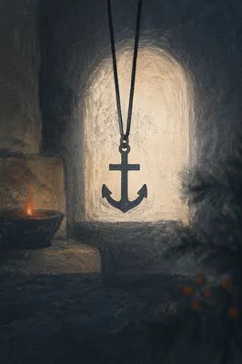 Anchor Cross Pendant in Quiet Evergreen Hope