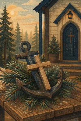Anchor and Cross Hope Among Evergreens